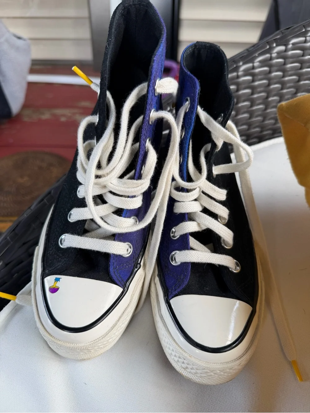 Converse Two-Tone High Top Sneakers - Black & Blue